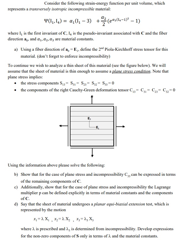 Solved Consider The Following Strain-energy Function Per | Chegg.com