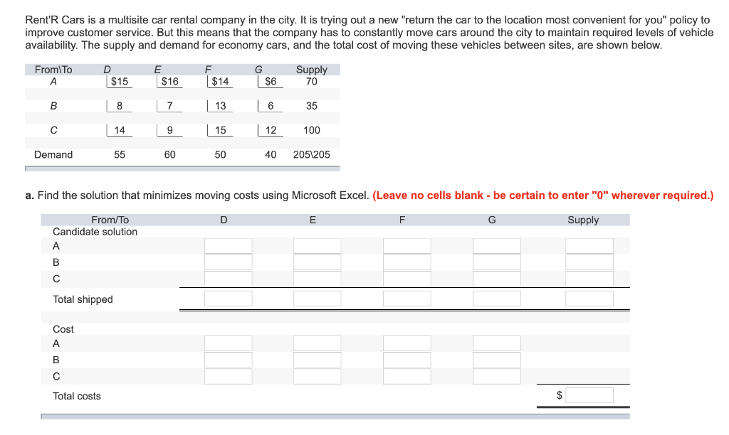 Solved Rent'R Cars is a multisite car rental company in the
