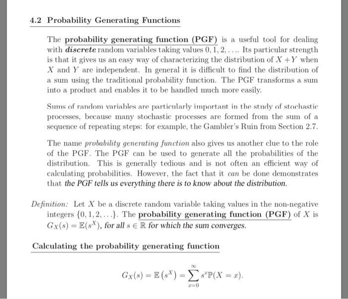 Solved 3. Use the probability generating function Px)(s) to | Chegg.com
