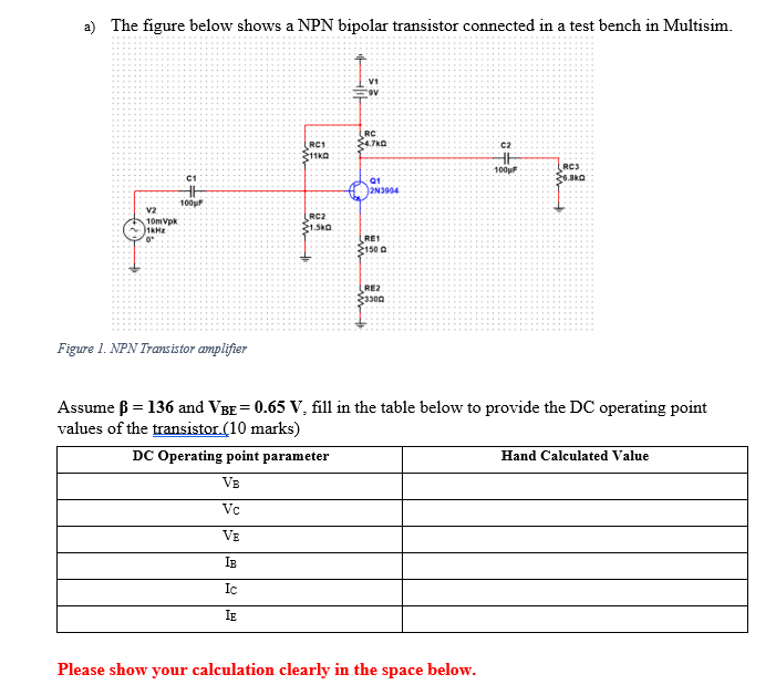 Solved a) The figure below shows a NPN bipolar transistor | Chegg.com