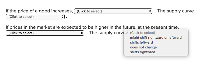 Solved If the price of a good increases, (Click to select) . | Chegg.com