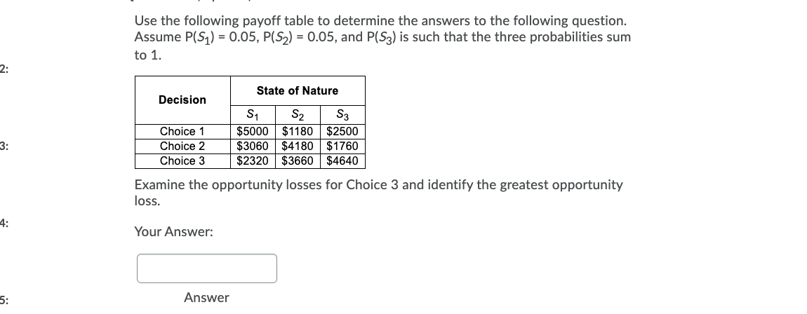 Solved Use The Following Payoff Table To Determine The | Chegg.com