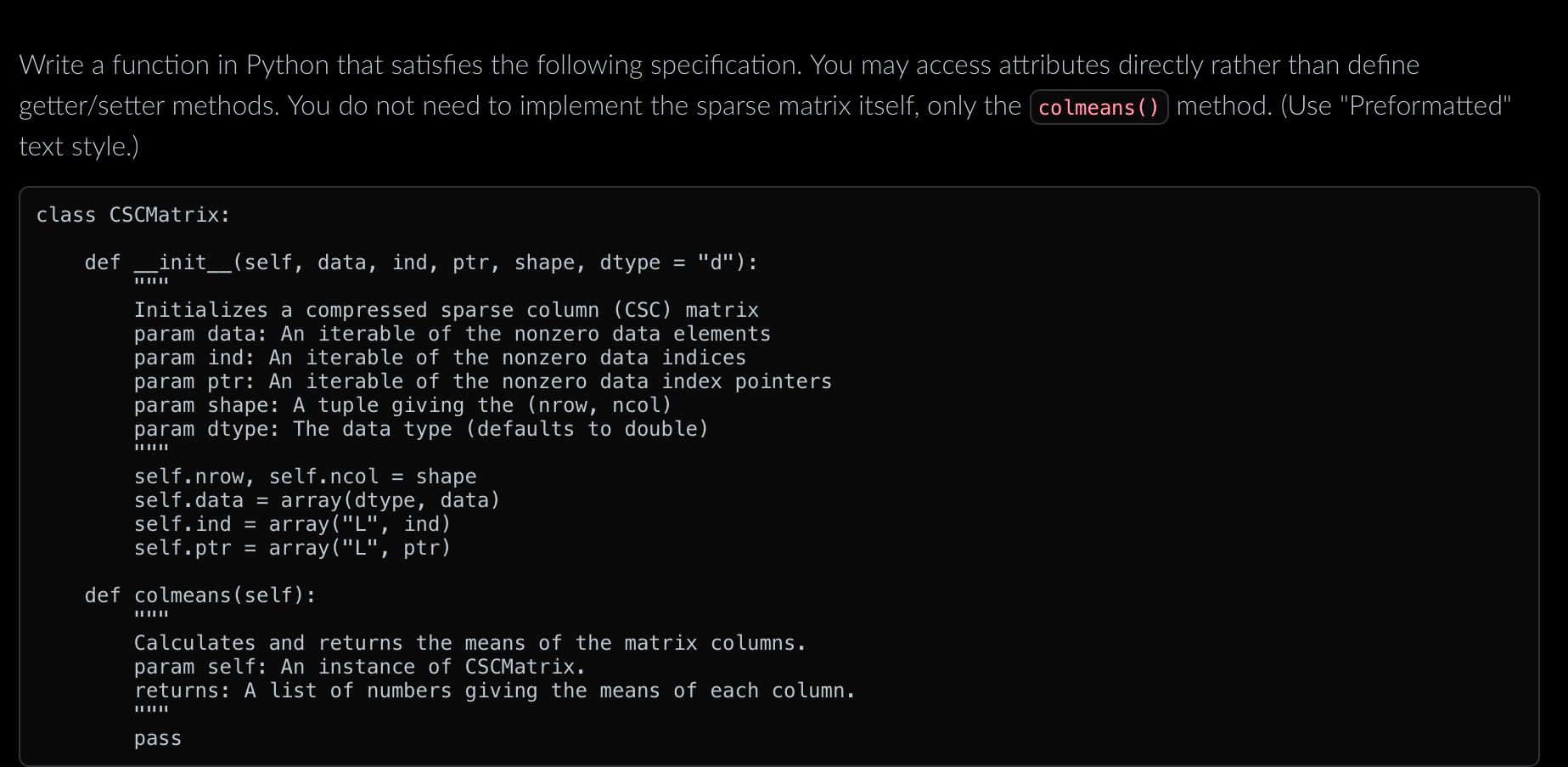 Solved Write a function in Python that satisfies the | Chegg.com