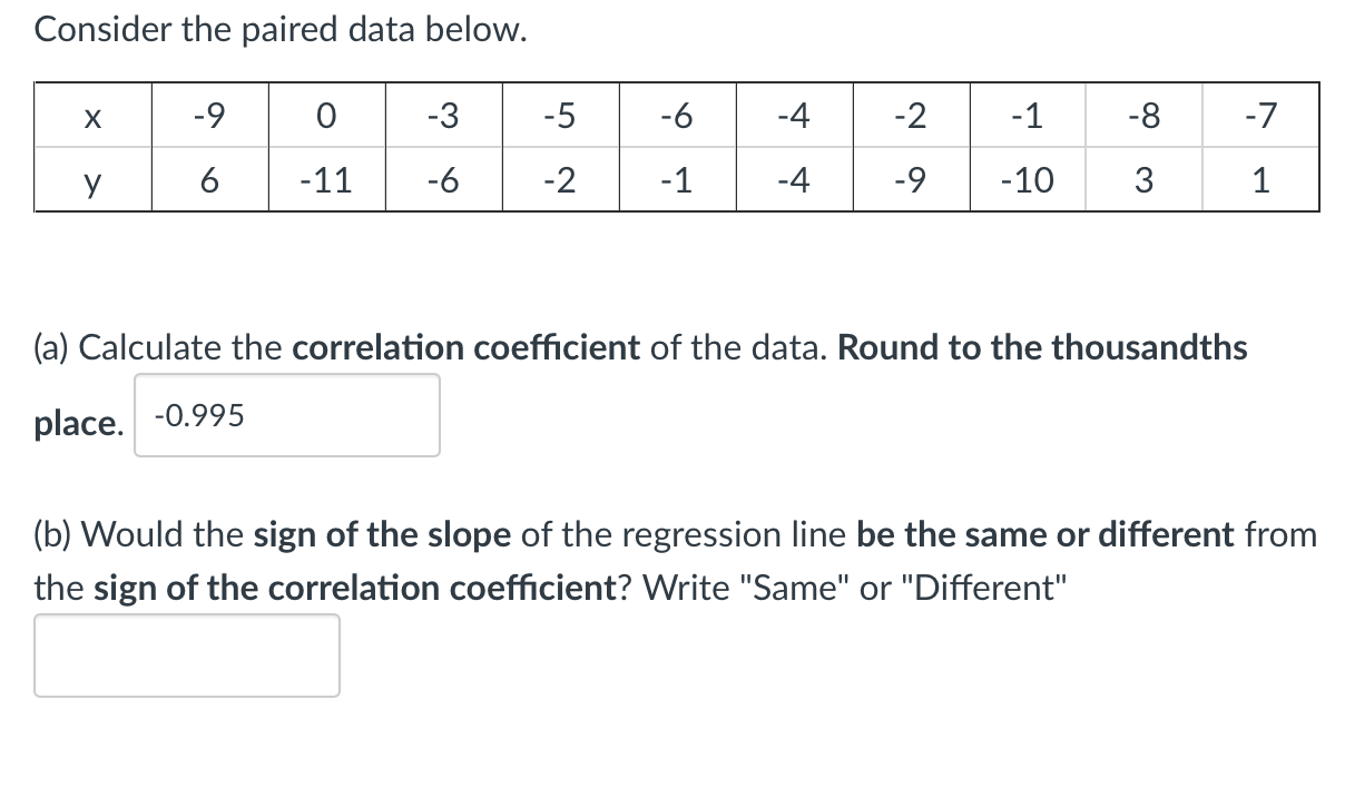Solved Consider the paired data below. (a) Calculate the | Chegg.com