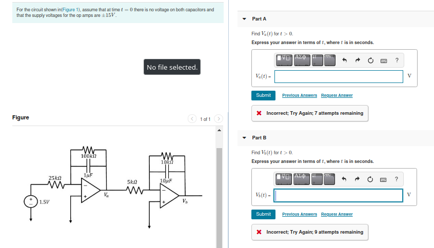 Solved For the circuit shown in Figure 1), assume that at | Chegg.com