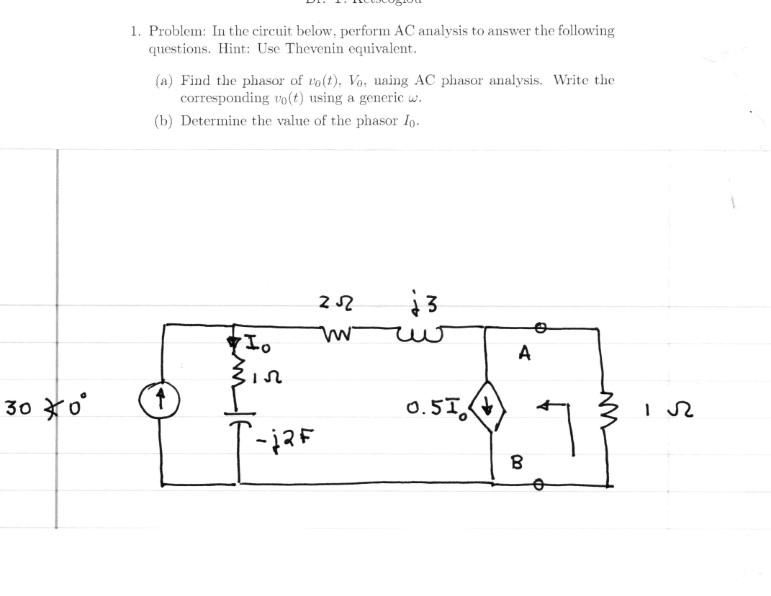 Solved 1. Problem: In the circuit below, perform AC analysis | Chegg.com