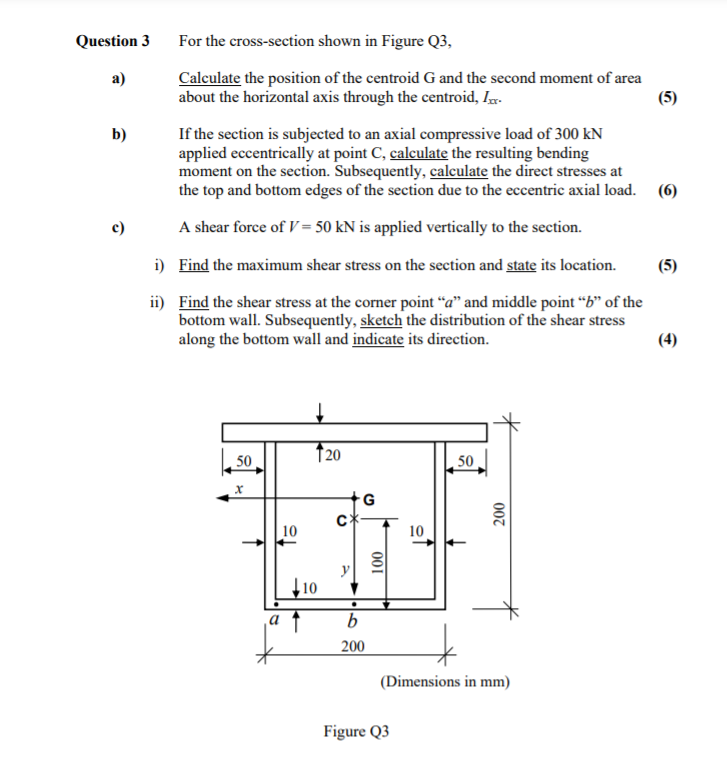 Solved Question 3 For The Cross-section Shown In Figure Q3, | Chegg.com