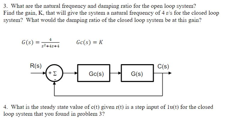 Solved 3. What Are The Natural Frequency And Damping Ratio | Chegg.com