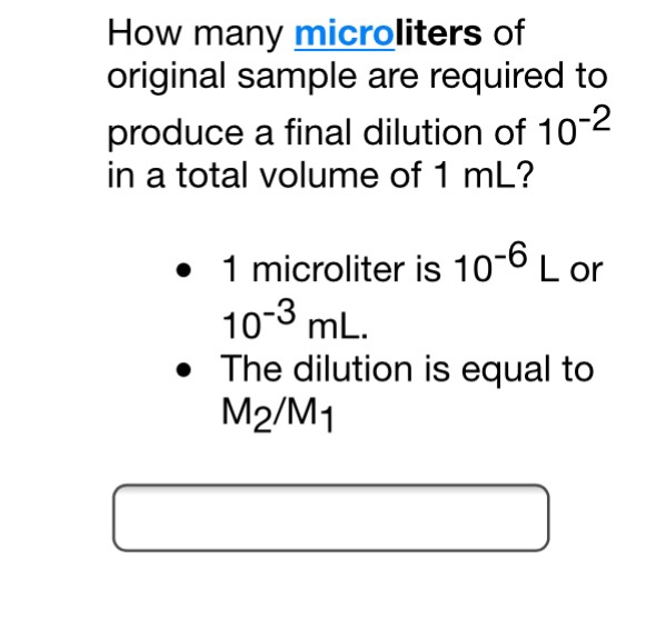 How many microliters of original sample are required chegg