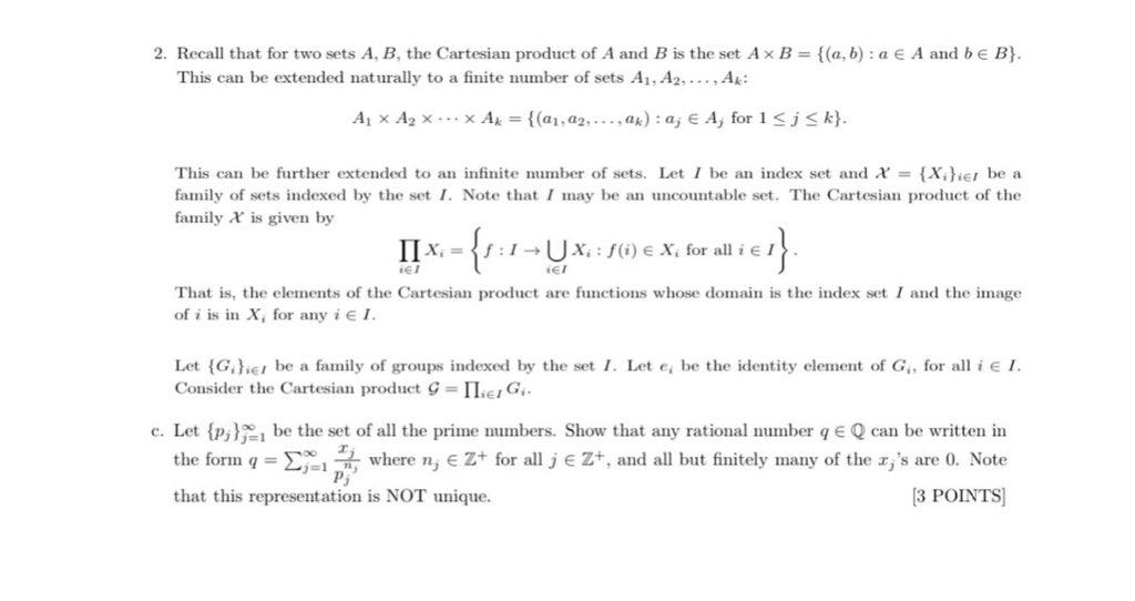 Solved 2. Recall That For Two Sets A, B, The Cartesian | Chegg.com