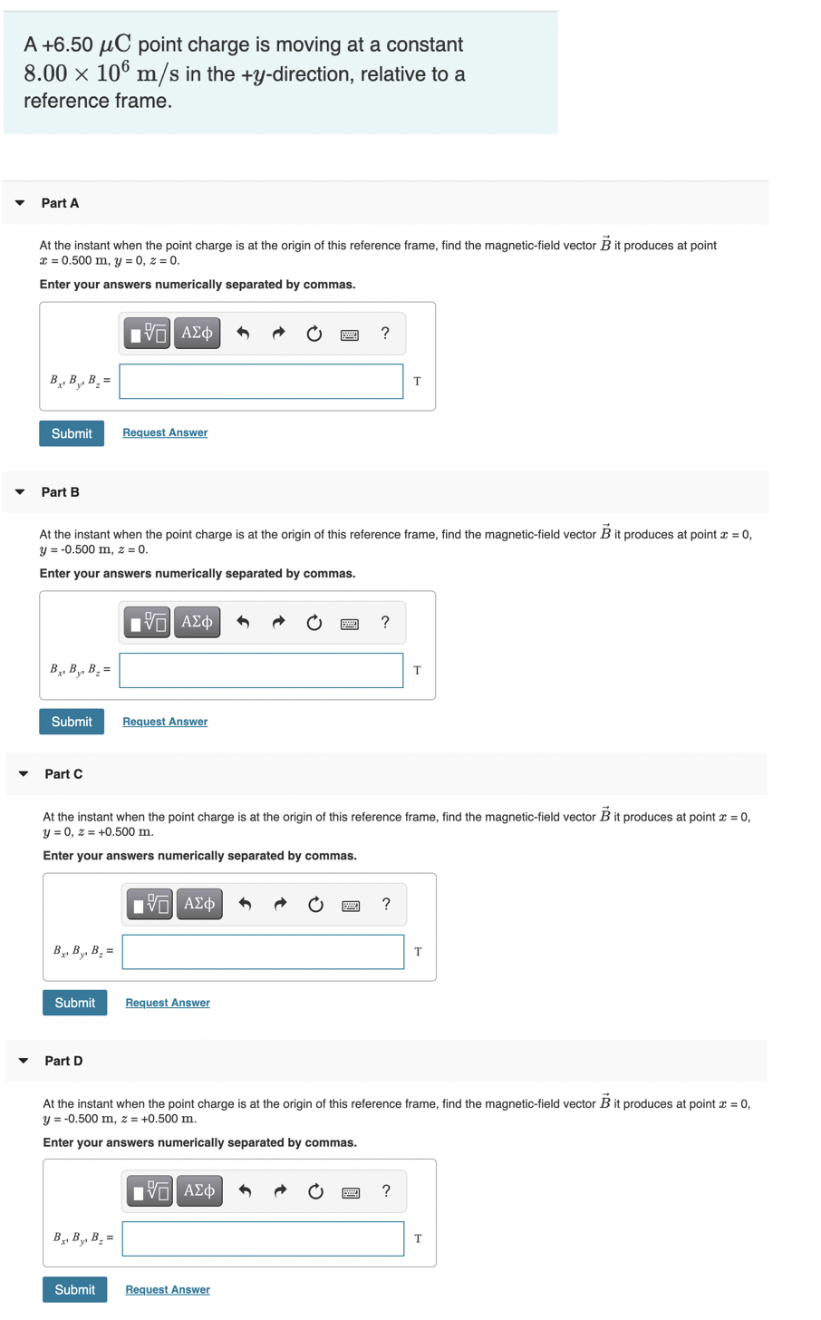 Solved A +6.50 uC point charge is moving at a constant 8.00 | Chegg.com
