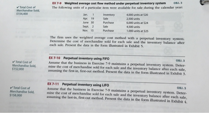 Solved EX 7-9 Weighted average cost flow method under | Chegg.com
