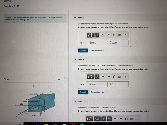 Solved HW19 Problem 6.113 The Box Beam Shown In The Figure | Chegg.com