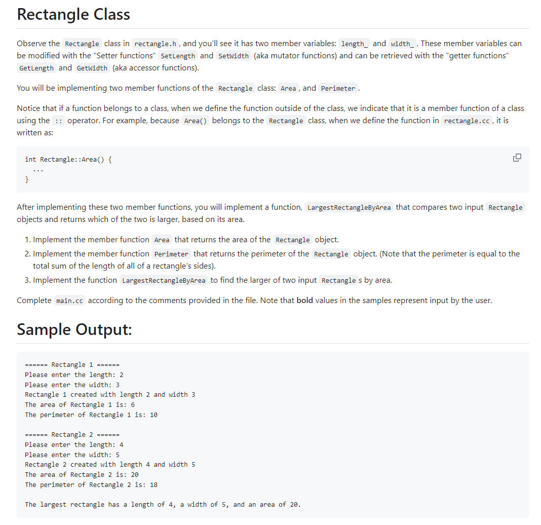 Solved Observe the Rectangle class in be modified with the | Chegg.com