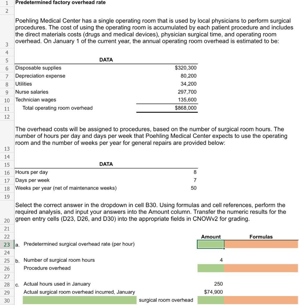 Solved Predetermined factory overhead rate Poehling Medical