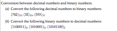 Solved Conversion between decimal numbers and binary | Chegg.com