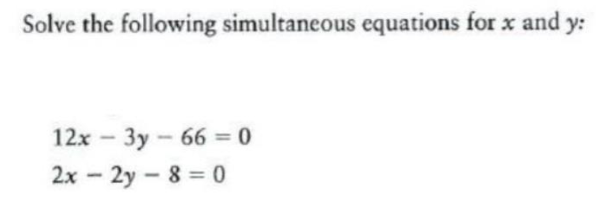 Solved Solve The Following Simultaneous Equations For X ﻿and