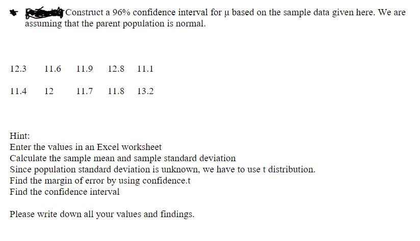 Solved Construct a 96% confidence interval for μ base d on | Chegg.com