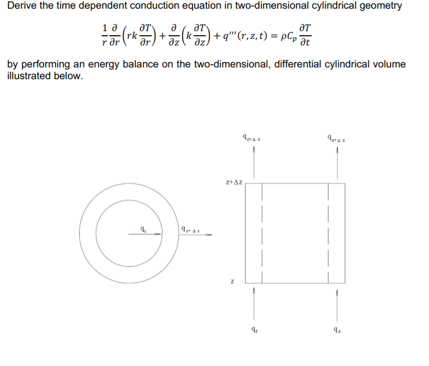 Solved Derive the time dependent conduction equation in | Chegg.com