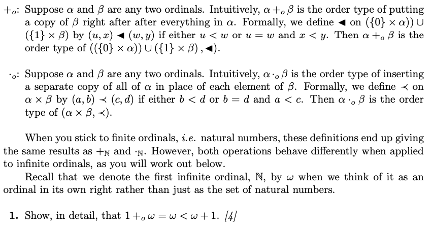 O Suppose A And B Are Any Two Ordinals Intuitiv Chegg Com