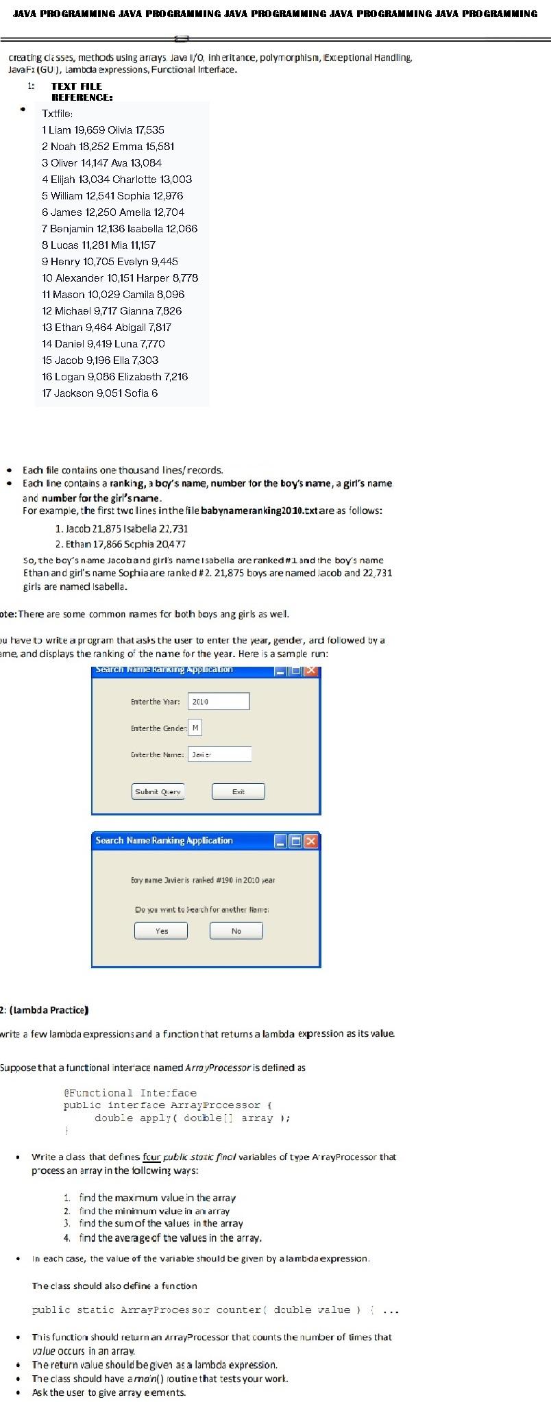 Solved JAVA PROGRAMMING: OOPs concepts MUST BE implemented. | Chegg.com