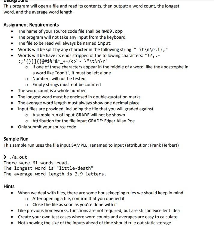 This program will open a file and read its contents, | Chegg.com