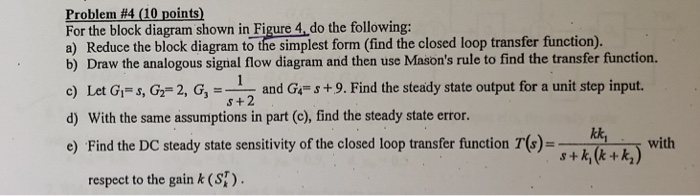 Solved Problem #4 (10 points) For the block diagram shown in | Chegg.com