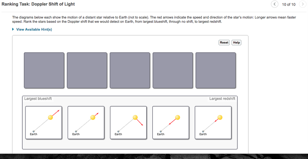 Solved Ranking Task Doppler Shift of Light 10 of 10 The