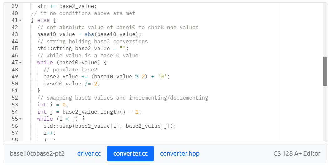 Solved My code isn't working for negative numbers, | Chegg.com