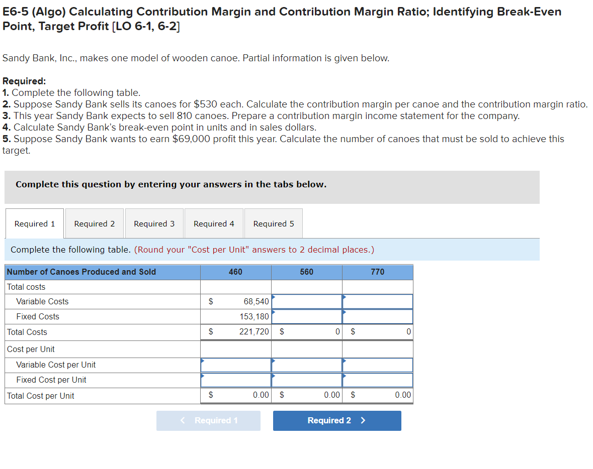 Solved E6-5 (Algo) Calculating Contribution Margin And | Chegg.com