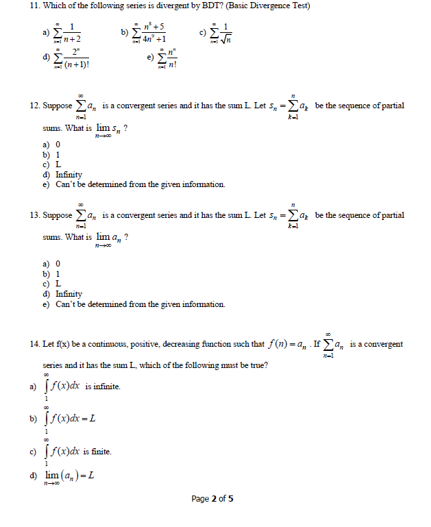 Solved 11. Which of the following series is divergent by | Chegg.com