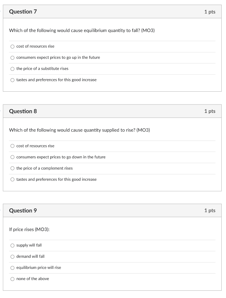 Solved Question 7 1 pts Which of the following would cause | Chegg.com