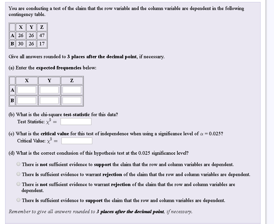 Solved You are conducting a test of the claim that the row | Chegg.com