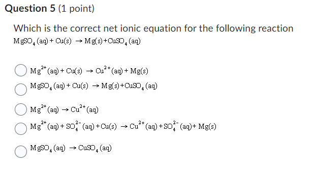 Solved Which is the correct net ionic equation for the | Chegg.com