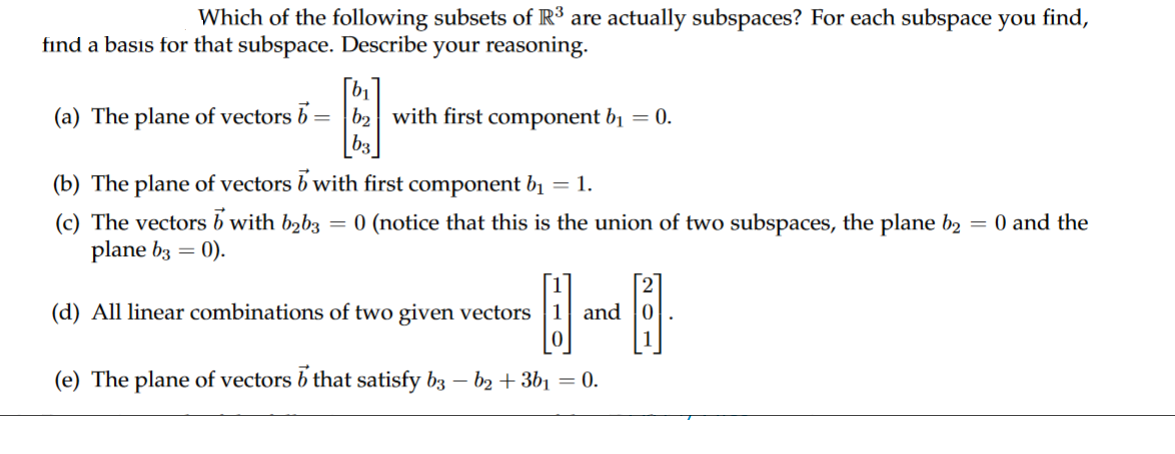 Solved Which Of The Following Subsets Of R3 Are Actually | Chegg.com