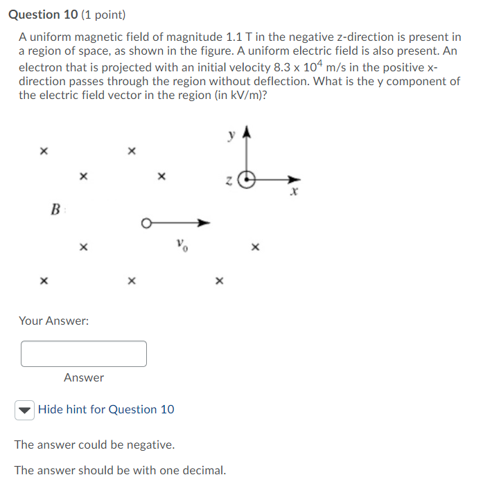 Solved Question 10 (1 point) A uniform magnetic field of | Chegg.com
