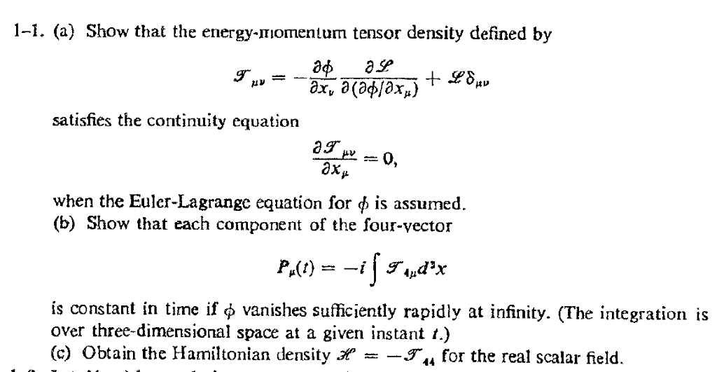 Solved 1-1. (a) Show That The Energy-momentum Tensor Density | Chegg.com