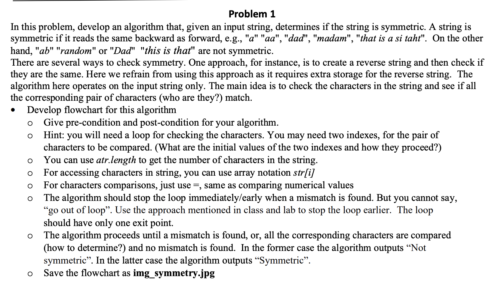 Solved Problem 1 In this problem, develop an algorithm that, | Chegg.com