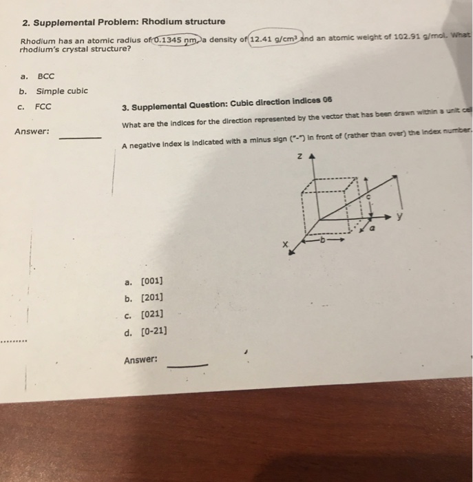 Solved 2. Supplemental Problem: Rhodium structure Rhodium | Chegg.com