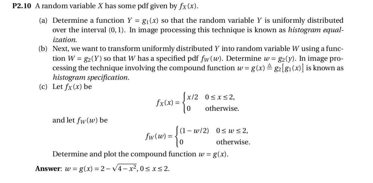 Solved P2.10 A random variable X has some pdf given by fx | Chegg.com