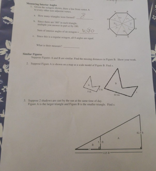Solved Measuring Interior Angles 1 Given The Octagon Sho