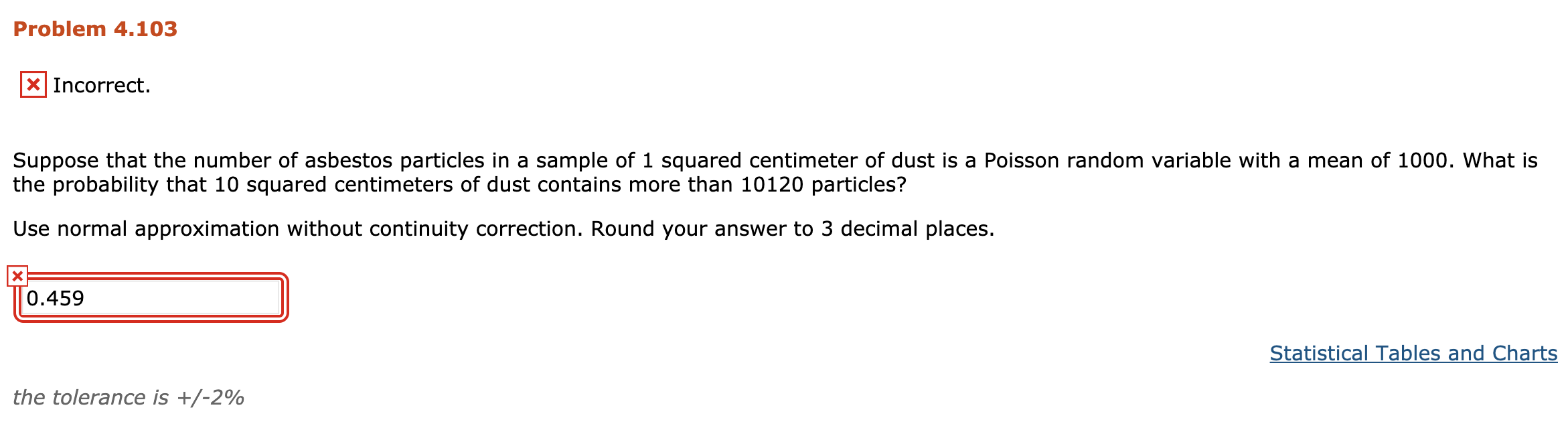 Solved Problem 4.103 * Incorrect. Suppose that the number of | Chegg.com
