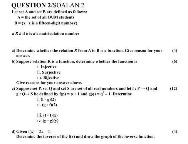 Solved QUESTION 2/SOALAN 2 Let Set A And Set B Are Defined | Chegg.com