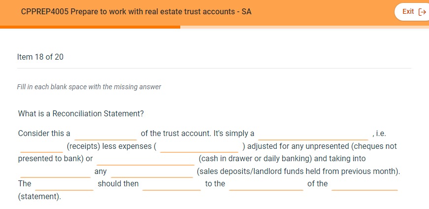 Solved Cpprep4005 Prepare To Work With Real Estate Trust Chegg