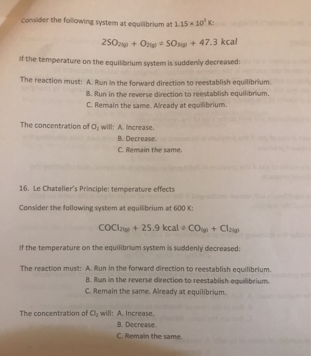 Solved consider the following system at equilibrium at 1.15 | Chegg.com