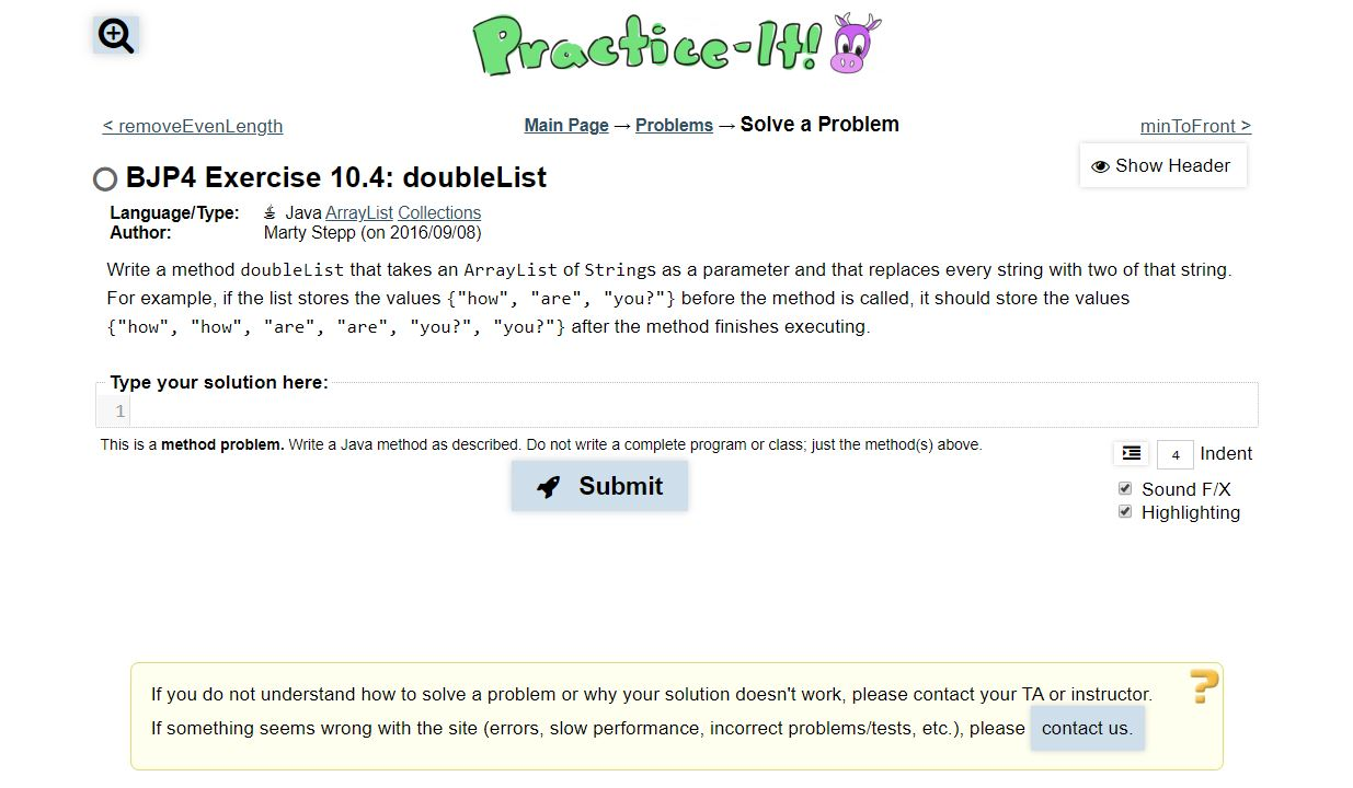 Solved Practice-H! < doubleList Main Page - Problems - Solve | Chegg.com