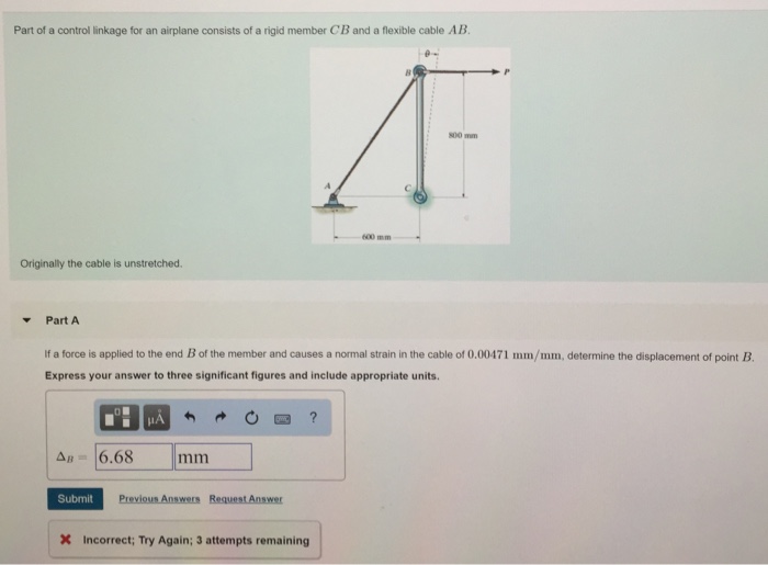 Solved Part of a control linkage for an airplane consists of