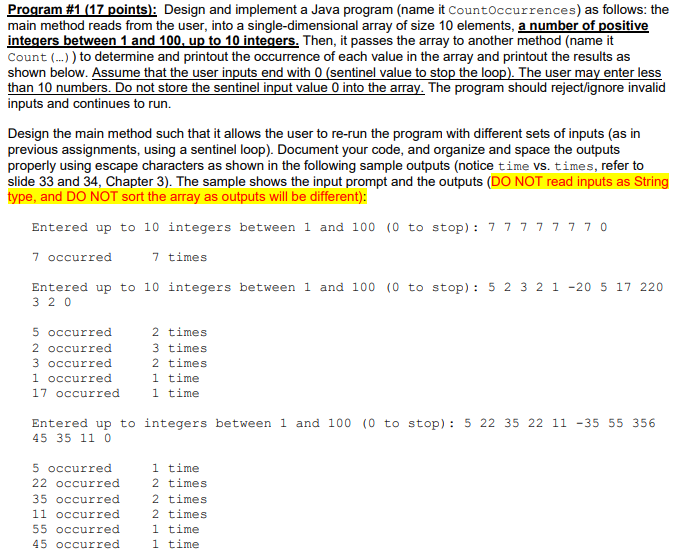 java 117 assignment programiz search try pro for... Program #1 (17 points: Design and implement a Java | Chegg.com