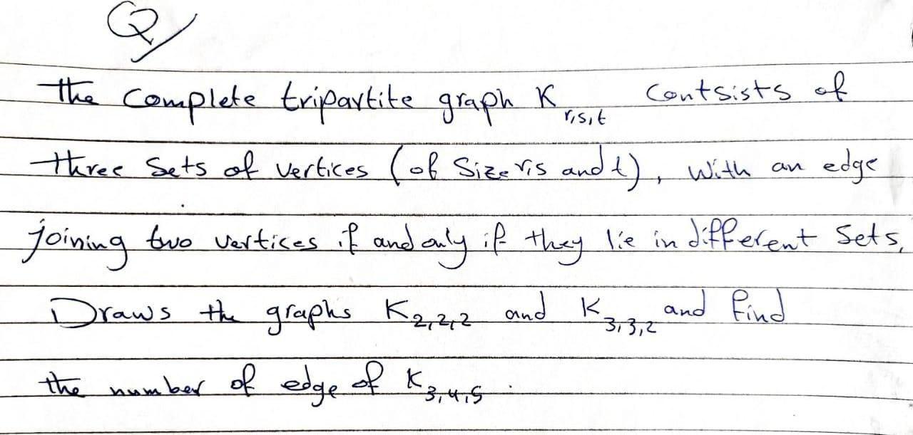Solved risit Q 요 the complete tripartite graph K Contsists | Chegg.com