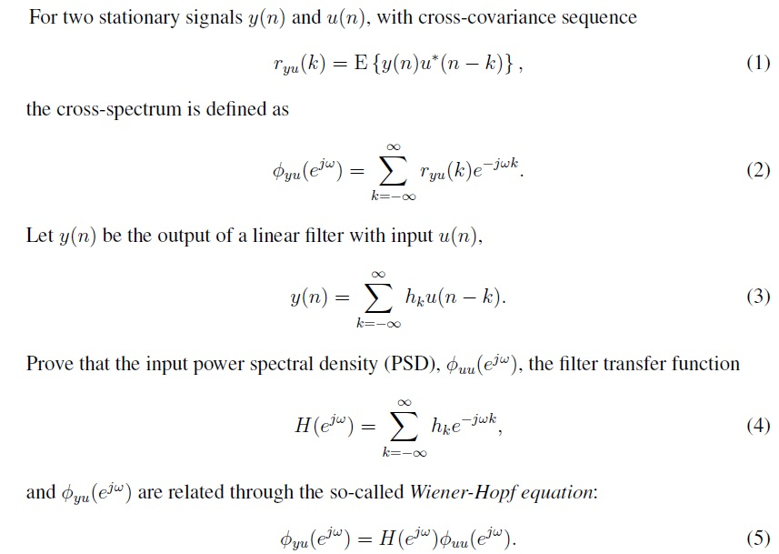 For two stationary signals y(n) and u(n), with | Chegg.com